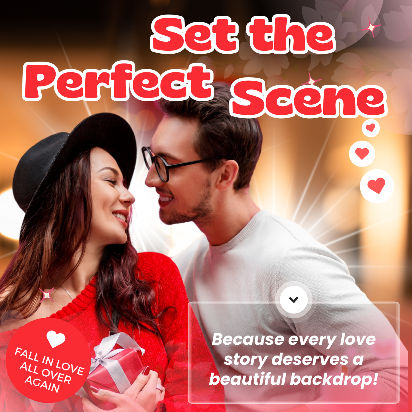 Romantic Room Decoration Kit for Valentine’s Day | 40-Piece Romantic Decor Set & “I Love You” Foil Balloon | Romantic Surprises
