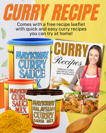 Maykway Curry Sauce Mix (Hot, Mild, Malaysian) (170 g x 3) with Curry Recipe Leaflet