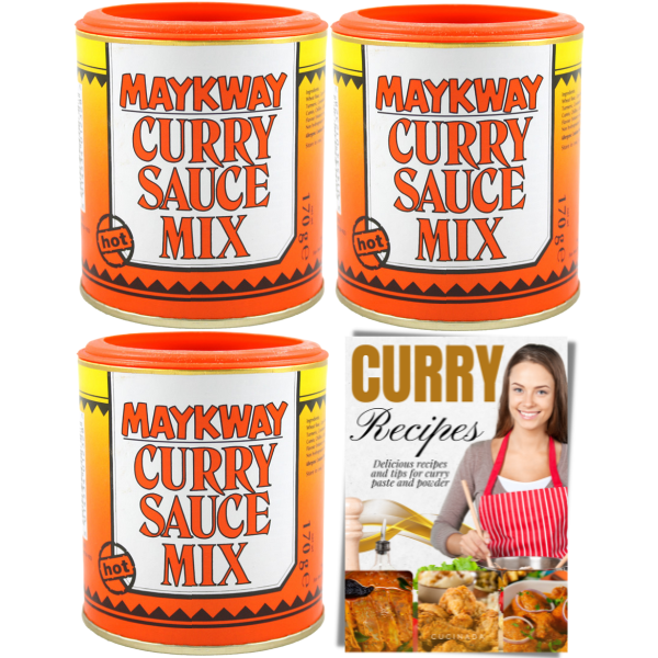 Maykway Curry Sauce Mix Hot (170 g x 3) with Curry Recipe Leaflet